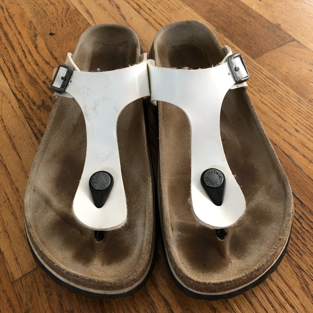 Betula patent white Gizeh sandals 7 L38